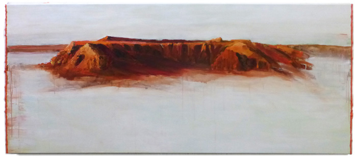 Flaming cliffs, Mongolia, painting, art Ronald Ruseler