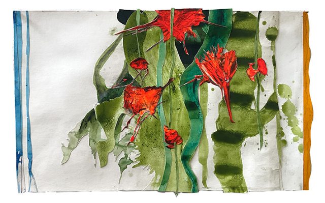 2026 La Selva | Wildernis , collage op papier, 32 x 52 cm